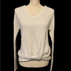 Lovestitch White V-Neck Sweater with Relaxed Fit